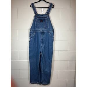 Five Brother Enzyme Denim Bib Overalls Men 42x30 Blue Carpenter Utility Workwear